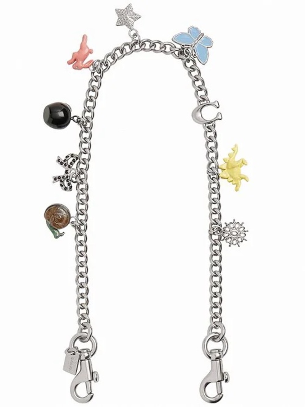 COACH Motif Chain Bag Charm CCD31 SILVER/MULTI NEW